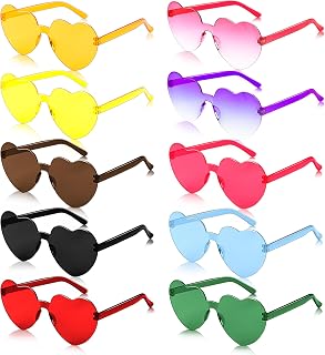 10 Pairs of Retro Hippie Heart Sunglasses 10 Different Transparent Colours Festive Style for Weddings, Parties, Parties and Events