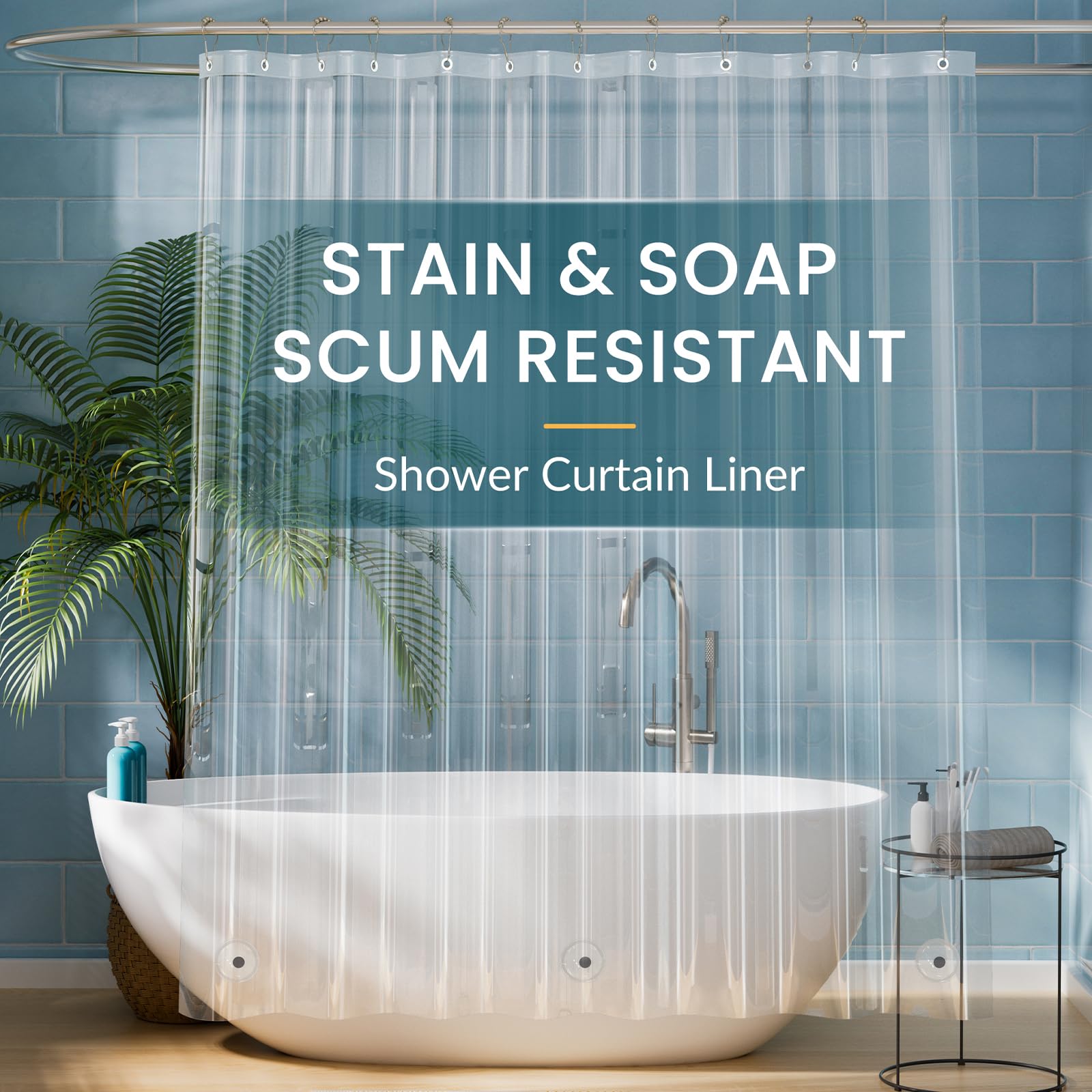 Titanker Shower Curtain Liner Clear Plastic Shower Liner 72 x 72 Lightweight Wat