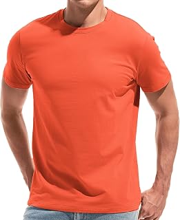 VEIISAR Men's Cotton Stretch T-Shirt, Midweight, Soft & Breathable, for Daily & Sports, All-Season