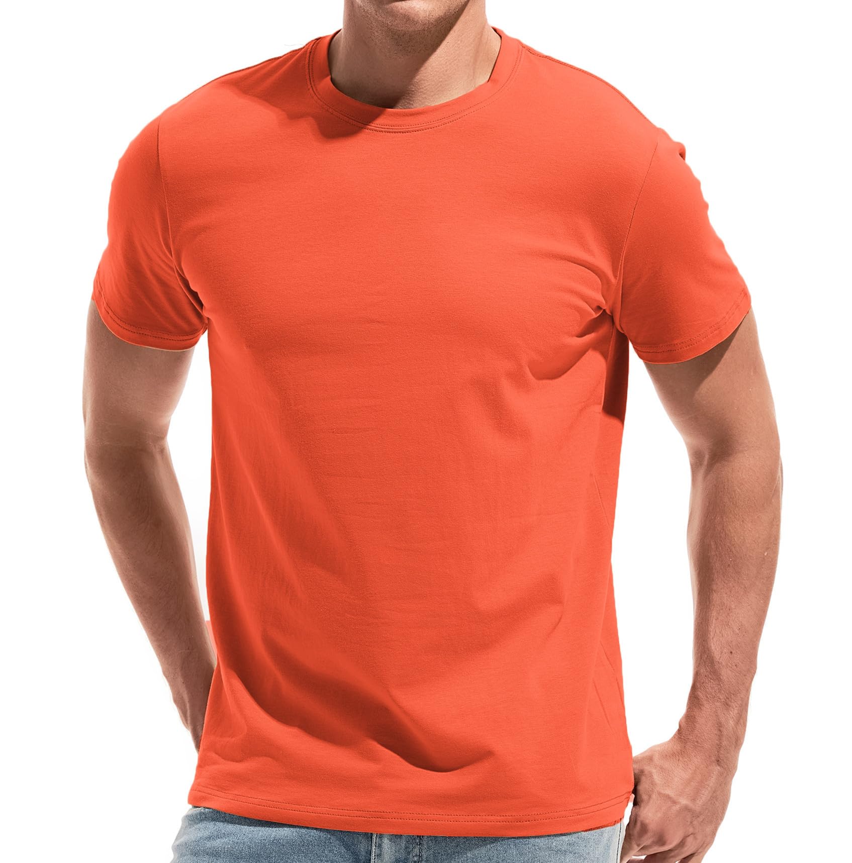 VEIISAR Men's Cotton Stretch T-Shirt, Midweight, Soft & Breathable, for Daily & 