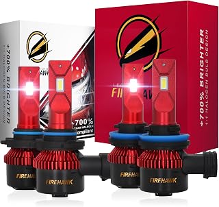Firehawk 9005/HB3 and H11/H9/H8 LED Headlight Bulbs Combo Kit 100000LM, 2026 New Japanese Chips 6000K Cool White IP68, High Low Beam Fog Light Halogen Replacement Conversion Kit, Fog Light, 4 Pack
