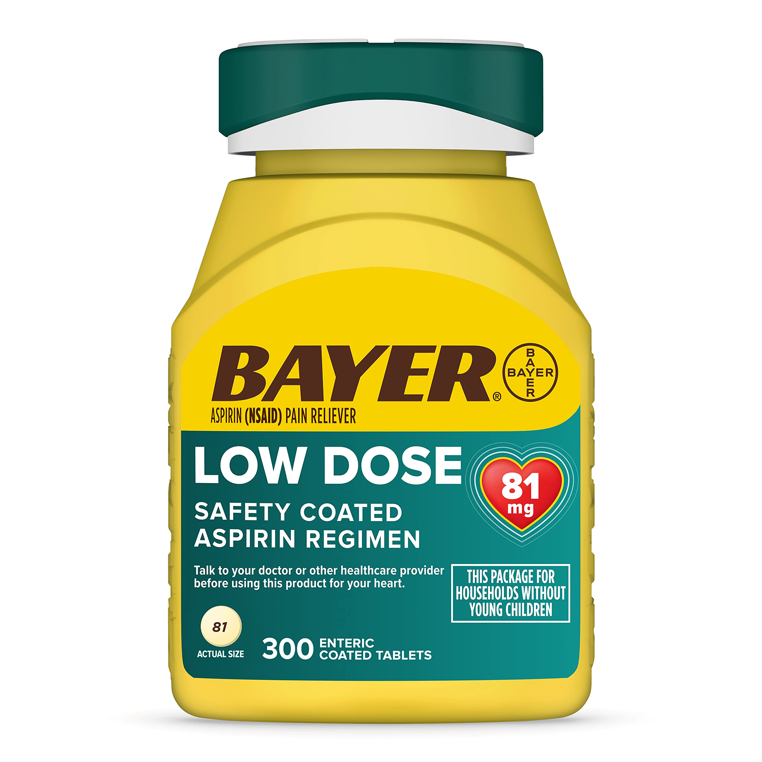 Bayer Aspirin Low Dose 81 mg, Enteric Coated Tablets, Doctor Recommended, Second