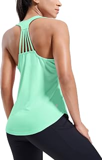 MIER workout tank tops for women yoga athletics running dry fit racerback soft gym crew neck