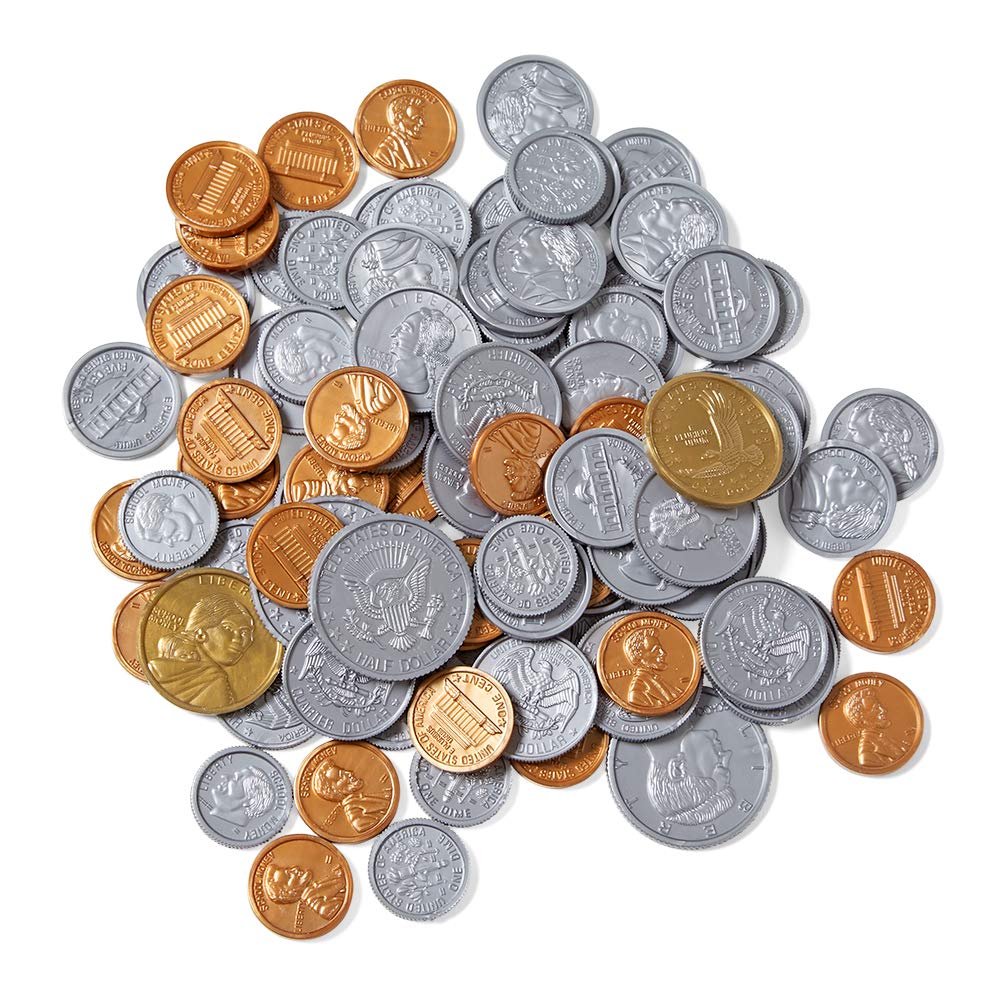 hand2mind Fake Money Coin Assorted Set, Detailed Fake Coins, Prop Money, Toy Mon