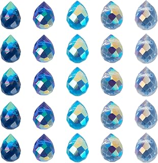 50 Pieces Teardrop Glass Beads for Jewelry Making, Sparkling Faceted Glass Beads Water Drop Shape Pendants for DIY Earrings Necklace Bracelet Crafts