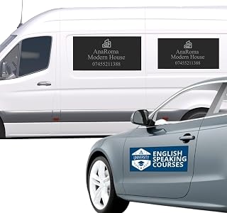 SelfHold 2x Custom Magnetic Signs For Vans, Cars, Taxi - Personalised Magnetic Car Vehicle Signs | Vehicle Premium Grade 0.9mm Thick (300mm x 150mm)