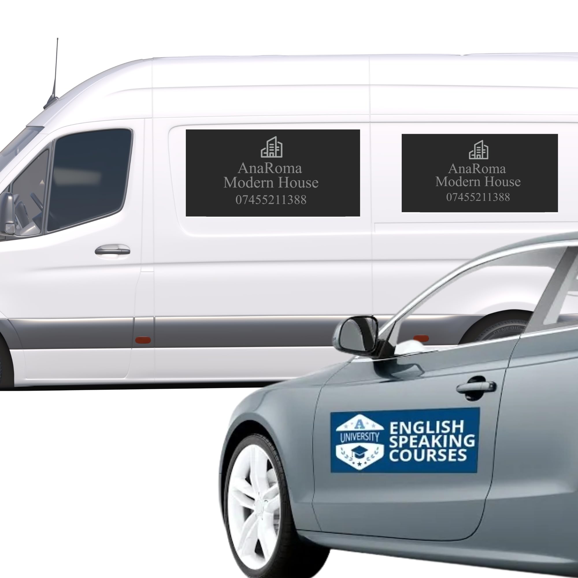 SelfHold 2x Custom Magnetic Signs For Vans, Cars, Taxi - Personalised Magnetic C