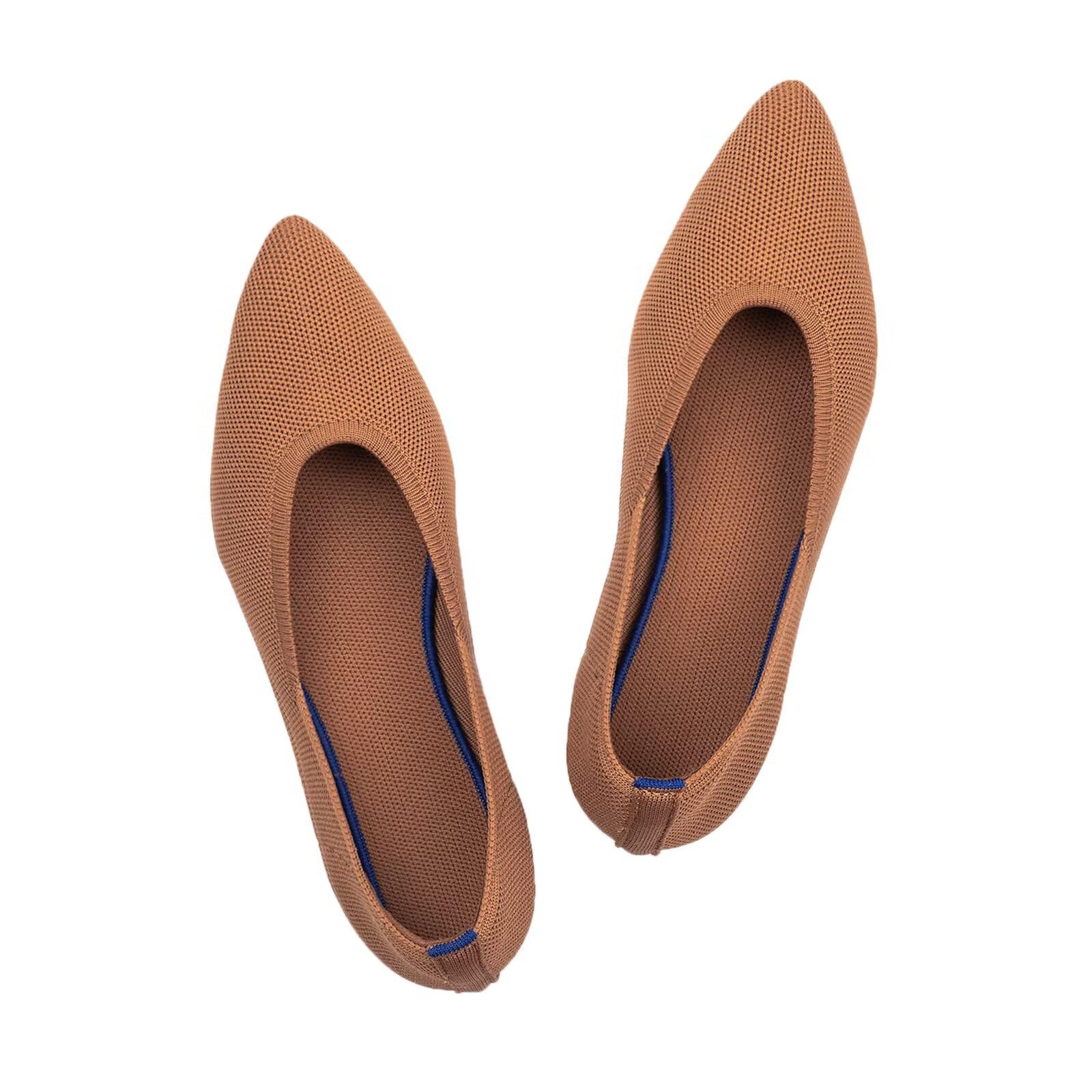 Frank Mully Womens Pointed Toe Flats Knit Dress Shoes Comfort Women Shoes Softab