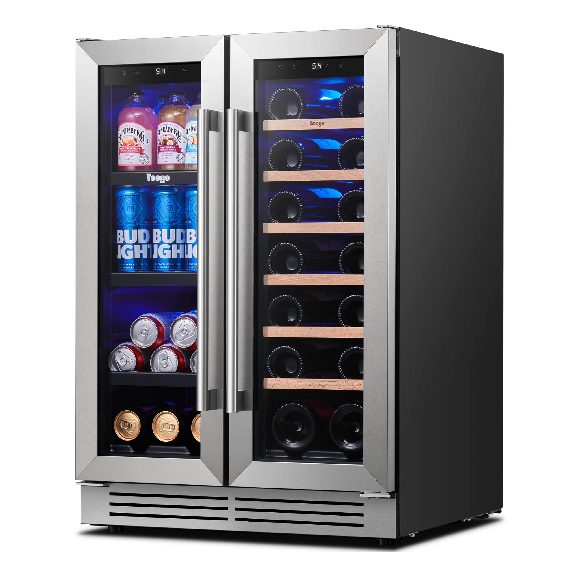 Yeego 24 Inch Wine and Beverage Refrigerator with 60 Can and 20 Bottle | 36-72°F
