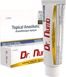 Dr. Numb Tattoo Numbing Cream 5% Lidocaine Topical Anesthetic Fast-Acting Pain Relief Cream for Tattoos, Piercing, Microblading, Microneedling, Waxing - Hemorrhoid Relief - 10 g