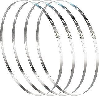 NEBURORA 12 Inch Large Hose Clamp Adjustable 304 Stainless Steel Duct Clamp 4 Pack Worm Gear Clamps 11.4"-12.1" Diameter Fuel Line Hose Pipe Clamp for Dryer Vent Air Duct Automotive Plumb