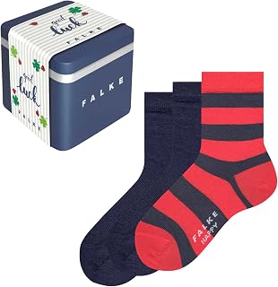 FALKE Unisex Children's Happy 3-Pack Giftbox Socks, Breathable Cotton Reinforced Children's Socks, Durable, Durable, Skin-Friendly, Non-Slip, Multipack in Gift Box, 3 Pairs