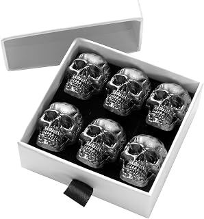 6 Pcs Skull Refrigerator Magnets,Cool,Strong,Funny Goth Fridge Magnets for Adults, for Kitchen Decor,Office Whiteboards, and Lockers, Pins for Maps, Calendars, Files, Notes, and Photos (Black)