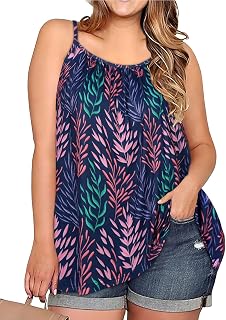 Joellyus Womens Plus Size Spaghetti Strap Tunic Blouse Tank Top