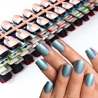 240pcs Medium Short Press French Fake Nails 10pcs Full Cover Glitter Marble Different Design Acrylic False Nails for Women Girls 240pcs Nail Art DIY Deco Kit with Nail Sticker Tool