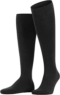 FALKE Men's Family Knee-High Socks Breathable Cotton Long Hard-Wearing Extra-Soft On Skin Plain Flat Seam In Toe Area For Dress Casual Business Looks 1 Pair