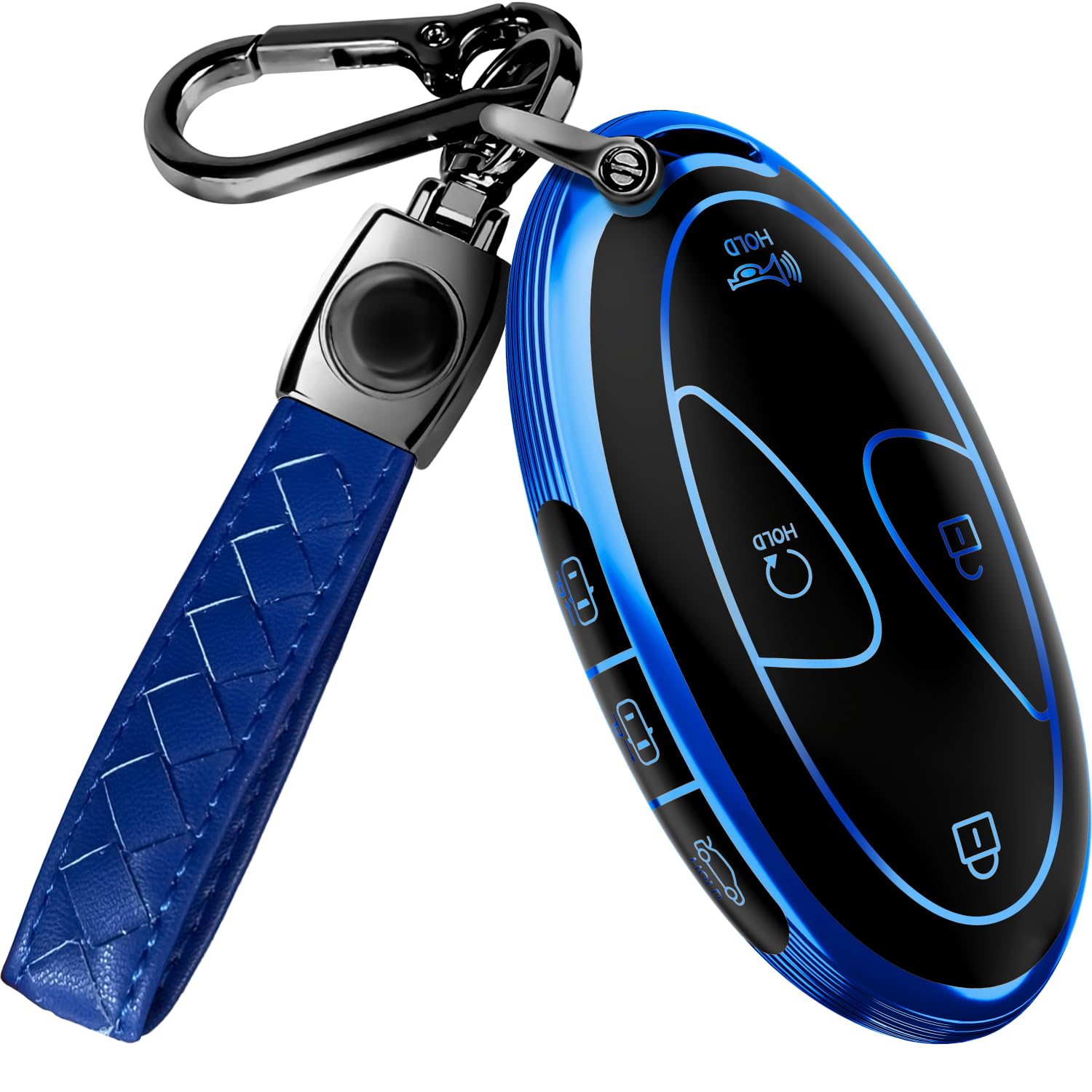 Lucrum Compatible with Hyundai Key Fob Cover &amp; Keychain | Fits Santa Fe, Son