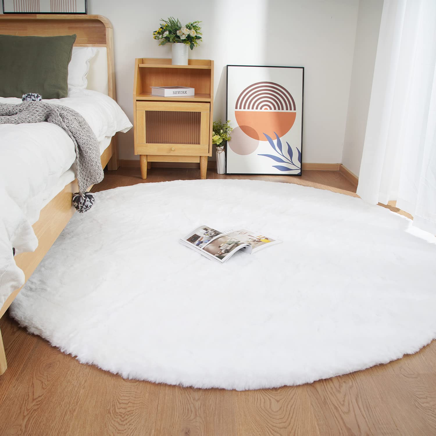 Ghouse Faux Sheepskin Rug Short Pile Washable Fluffy Plain Fur Effect Non-Slip E