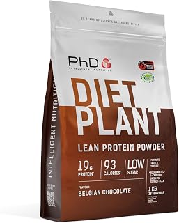 PhD Nutrition Diet Plant, High Protein Lean Matrix, Vegan Diet Protein Powder, Belgian Chocolate, 18g of Plant Protein, 40 Servings Per 1 kg Bag (Packaging May Vary)