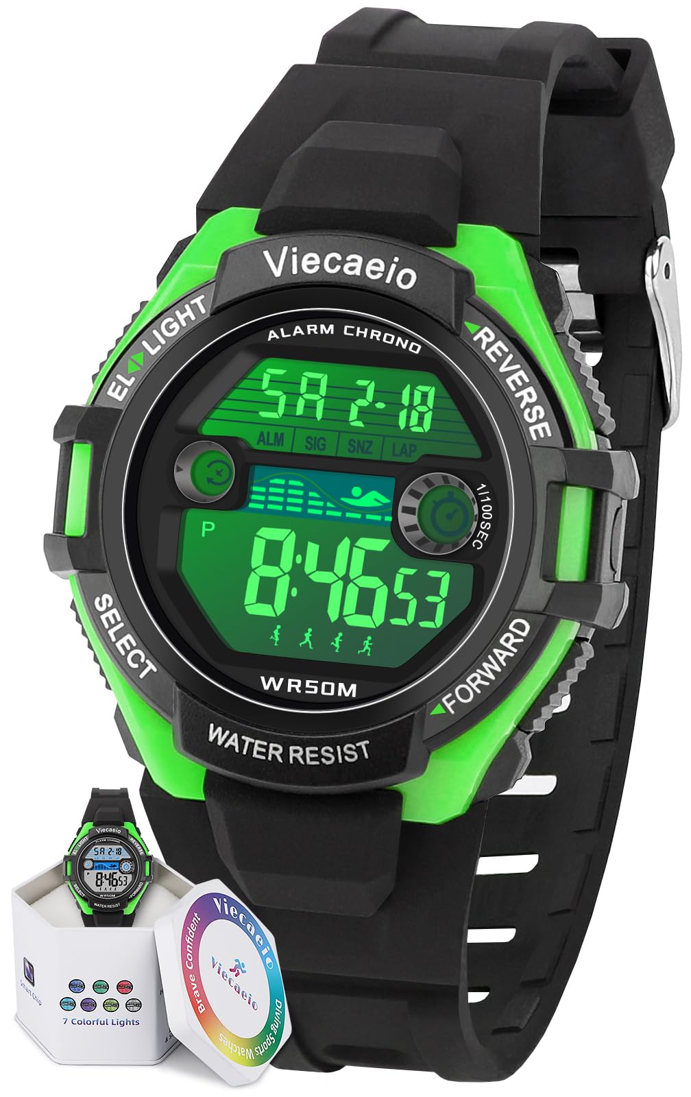 Kids Digital Watch for Boys Girls, Waterproof LED Colorful Lights Sports Watch S
