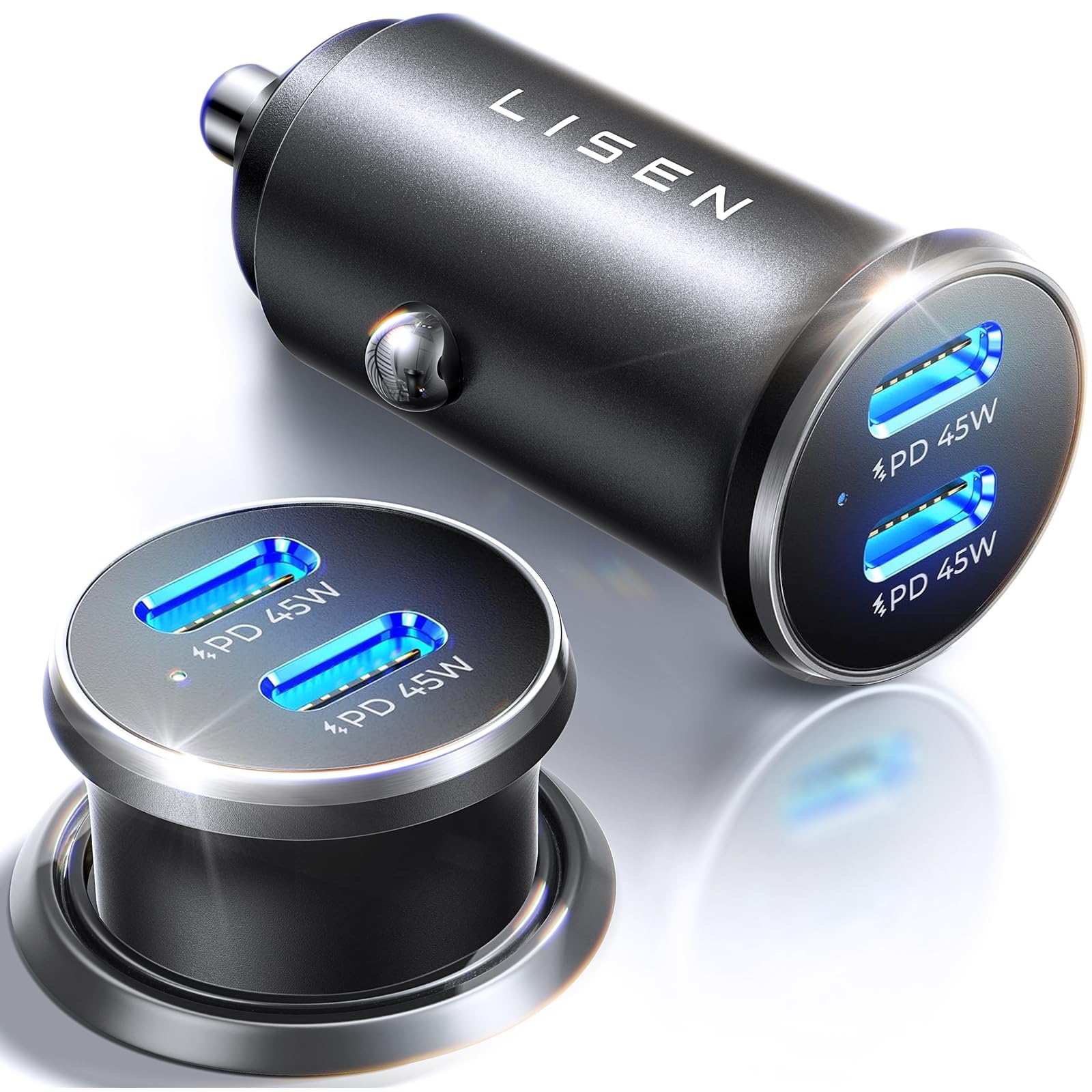 LISEN 90W USB C Car Phone Charger Fast Charge 12V Car Type-C Adapter PD45W | Met