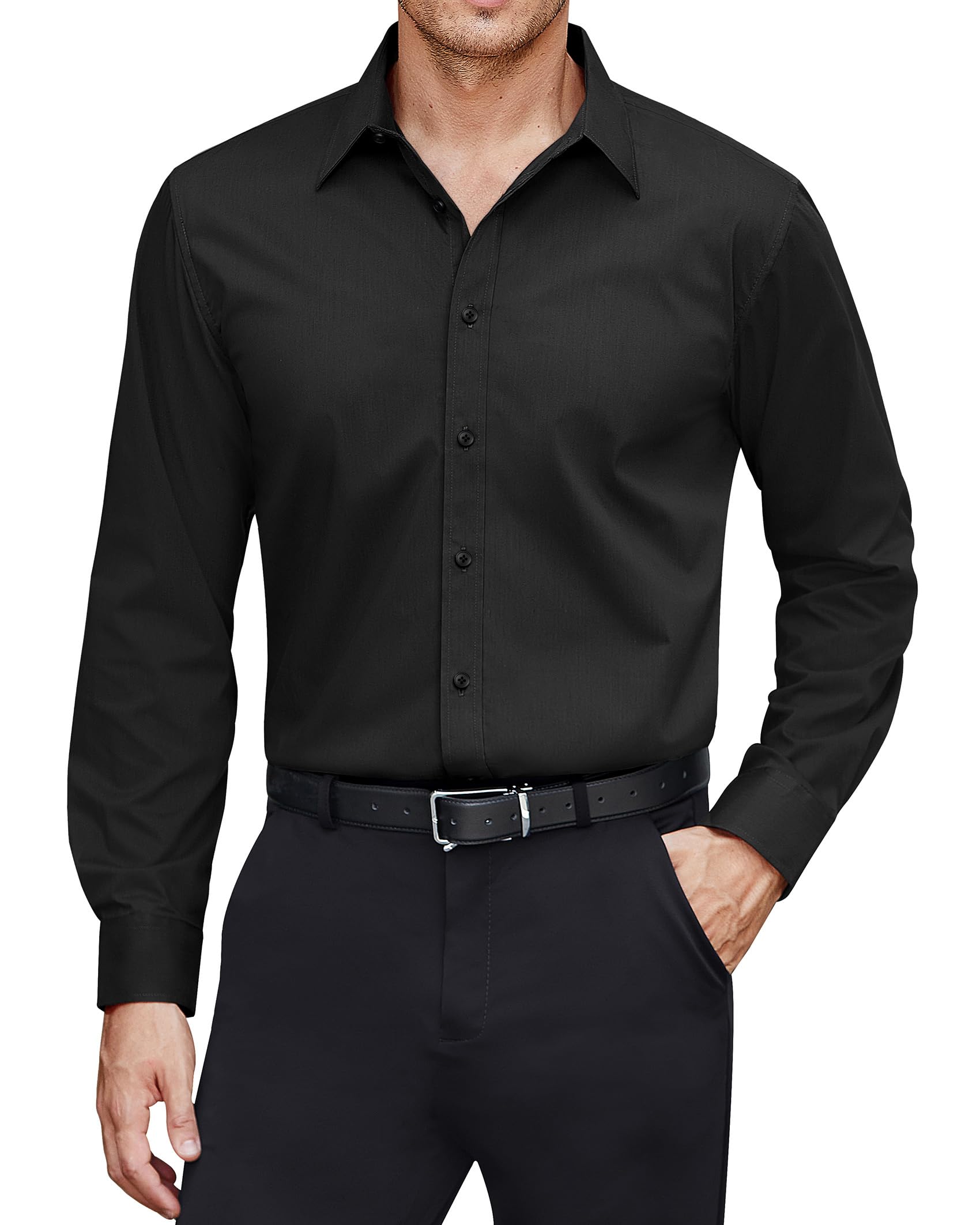 J.VER Mens Long Sleeve Stretch Regular Fit Casual Formal Shirts