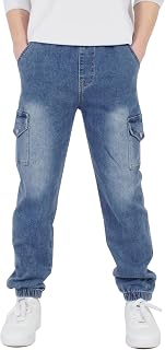 CAMLAKEE Children's Trousers, Cargo Joggers with Elastic Waist