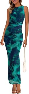 PRETTYGARDEN Wedding Dresses for Women 2025 Summer Spring Floral Bodycon Sleeveless Mesh Maxi Long Dress