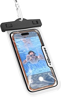 SEAWAG Next Waterproof Phone Pouch, IPX8 Dry Bag for iPhone 16 15 14 13 Pro Max & Samsung Galaxy S25 S24 — Underwater Case, Full Touchscreen, Lanyard, Beach Pool Snorkeling, 1 Pack Black