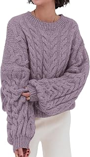 PRETTYGARDEN Womens Sweaters Fall 2025 Cable Knit Long Sleeve Crewneck Oversized Sweater Chunky Pullover Loose Outfits