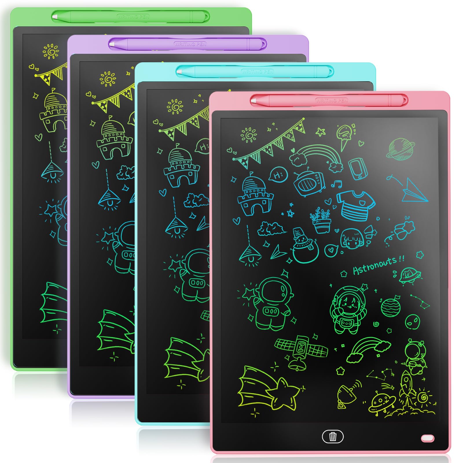 [4 Pack] Genialba LCD Writing Tablet 8.5-Inch Colorful Doodle Board, Toddler Lea