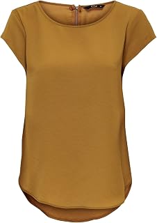 ONLY Women’s Onlvic S/S Solid Aop Top, Ptm T-Shirt, Blouse Shirt, Short Sleeves