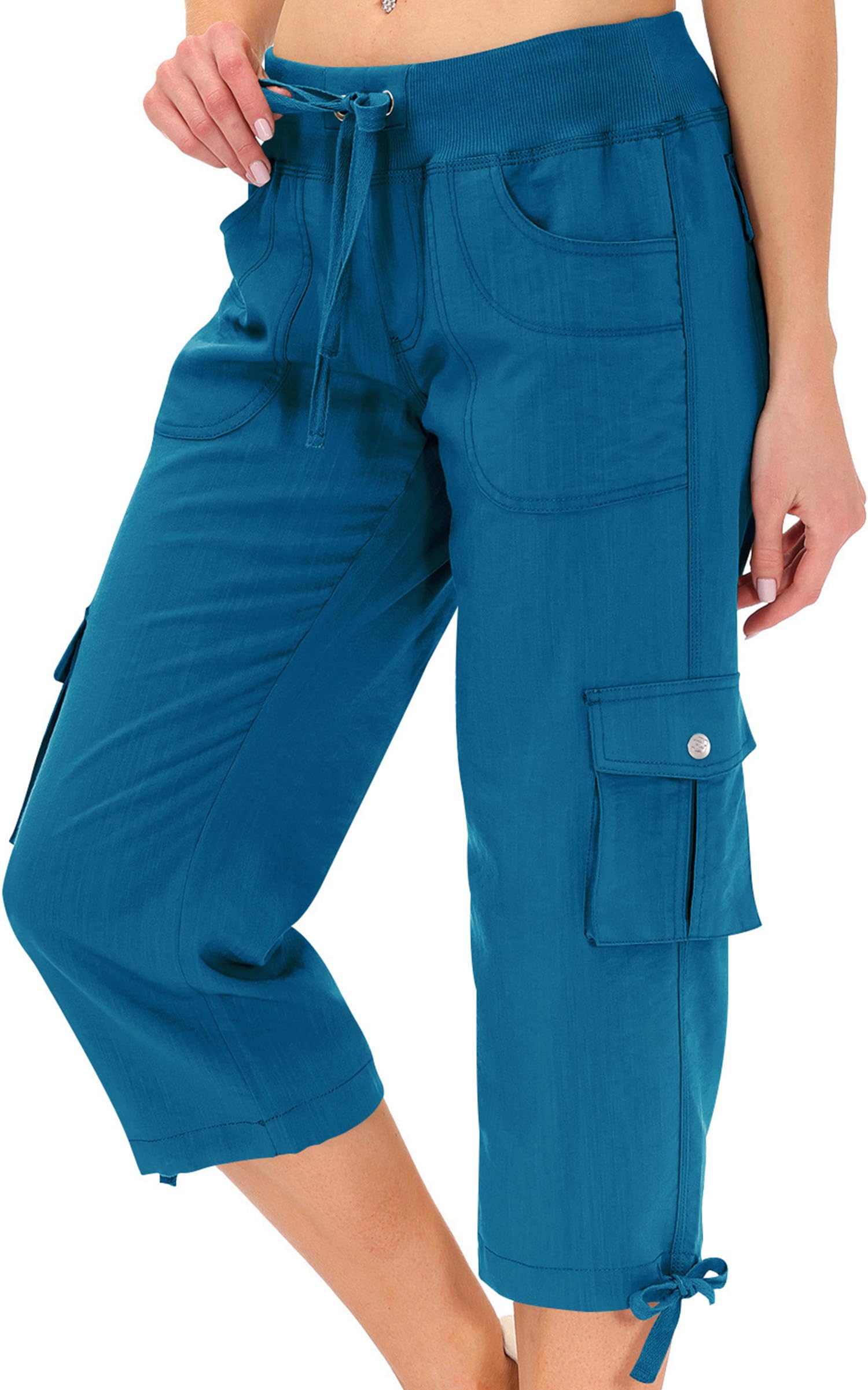 MoFiz Womens Capris with Pockets Loose Fit Casual Capri Pants Dressy Lightweight