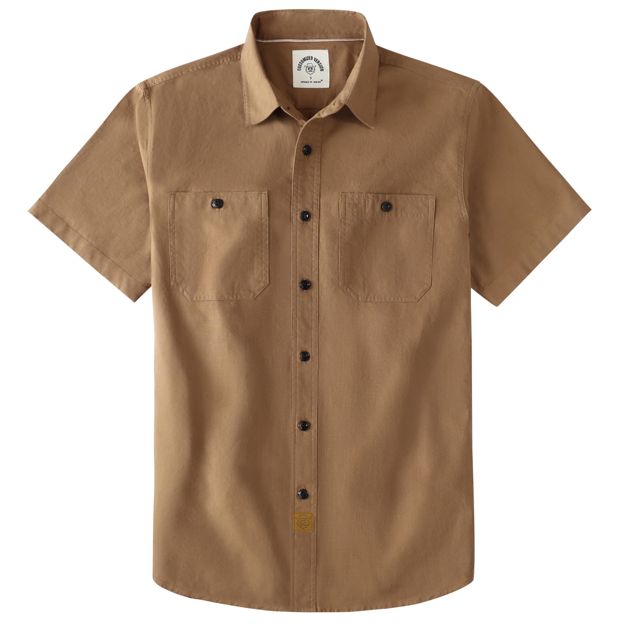 Dubinik® Men's Short Sleeve Chambray Shirt, Lightweight Cotton, Regular Fit, Two