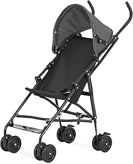 Dream On Me Aero Travel Umbrella Stroller, 1-Hand Fold, Lightweight, Black | 3 Point Safety Harness, Dual Brakes, Adjustable Removable Canopy, Sturdy Steel Frame, Compact, For Toddlers 6-36 months