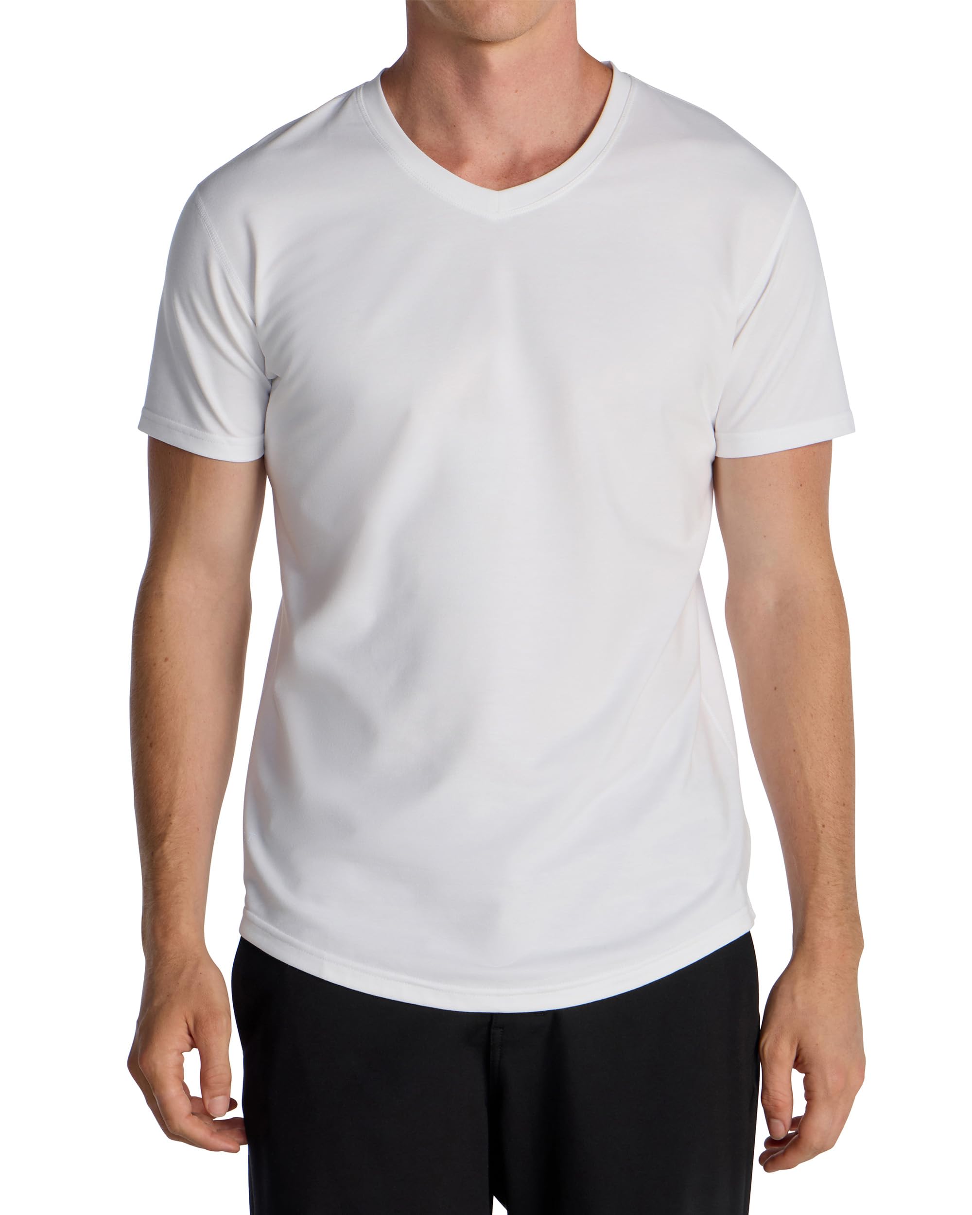 BYLT Men's Drop-Cut V-Neck – Plain Tshirts for Men – Soft Polyester, Cotton, Spa