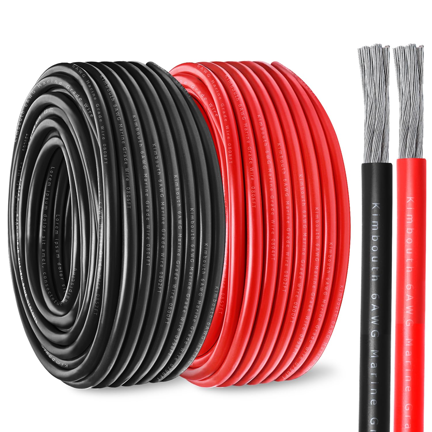 6 Gauge Marine Wire Tinned Copper Boat Cable, Standard USA OFC Oxygen Free Coppe