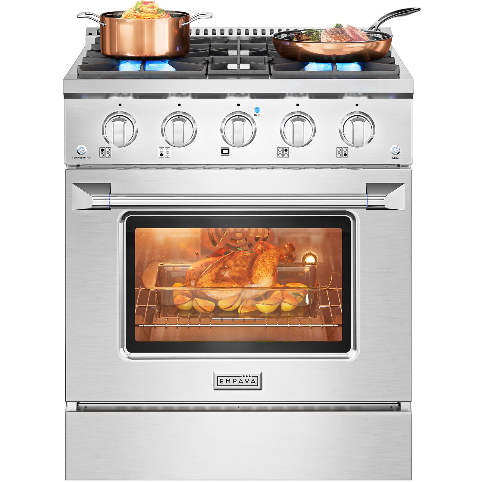 Empava 30" Professional Gas Range ,4 Burners with Convection Oven | 15,000 