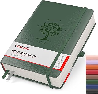 B5 Lined Journal Notebook - Hardcover Leather Journal with 320 Pages of 100gsm Thick Paper, Notebook for Women and Men, Writing, School, Office, 7.5" x 10", Dark Green