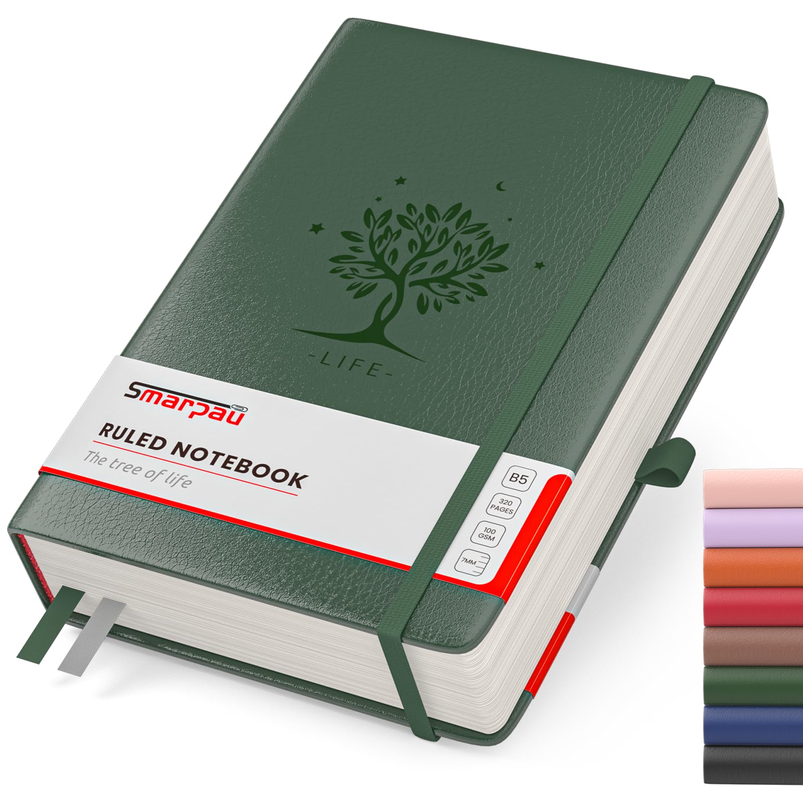 B5 Lined Journal Notebook - Hardcover Leather Journal with 320 Pages of 100gsm T
