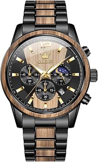 OLEVS Men Analog Quartz Waterproof Watches Multifunction Chronograph Diamond Moon Phase Luminous Silicone Band Wrist Watches
