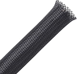 50ft - 1/4 inch & 1/2 inch PET Expandable Braided Sleeving – Black – Alex Tech Braided Cable Sleeve