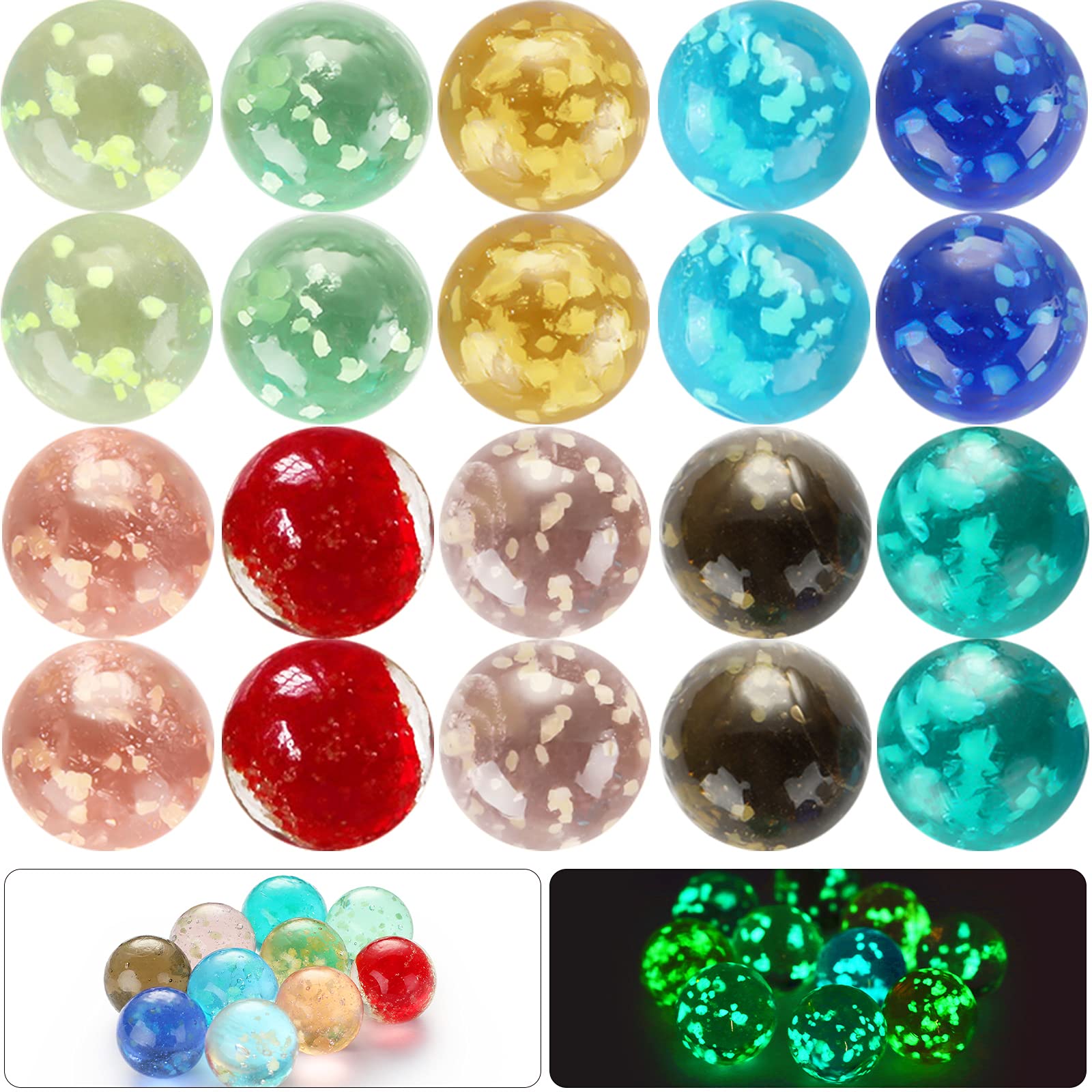 Skylety 20 Pieces Large Marbles Glowing in The Dark, Marbles Bulk Luminous Color