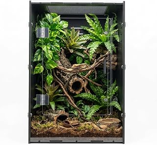 16x16x24 PVC Reptile Terrarium, 25 Gallon Tank for Adult Reptiles Habitat | 25-Gallon PVC reptile terrarium with front-opening door, metal mesh top, and upgraded handles for geckos and reptiles.