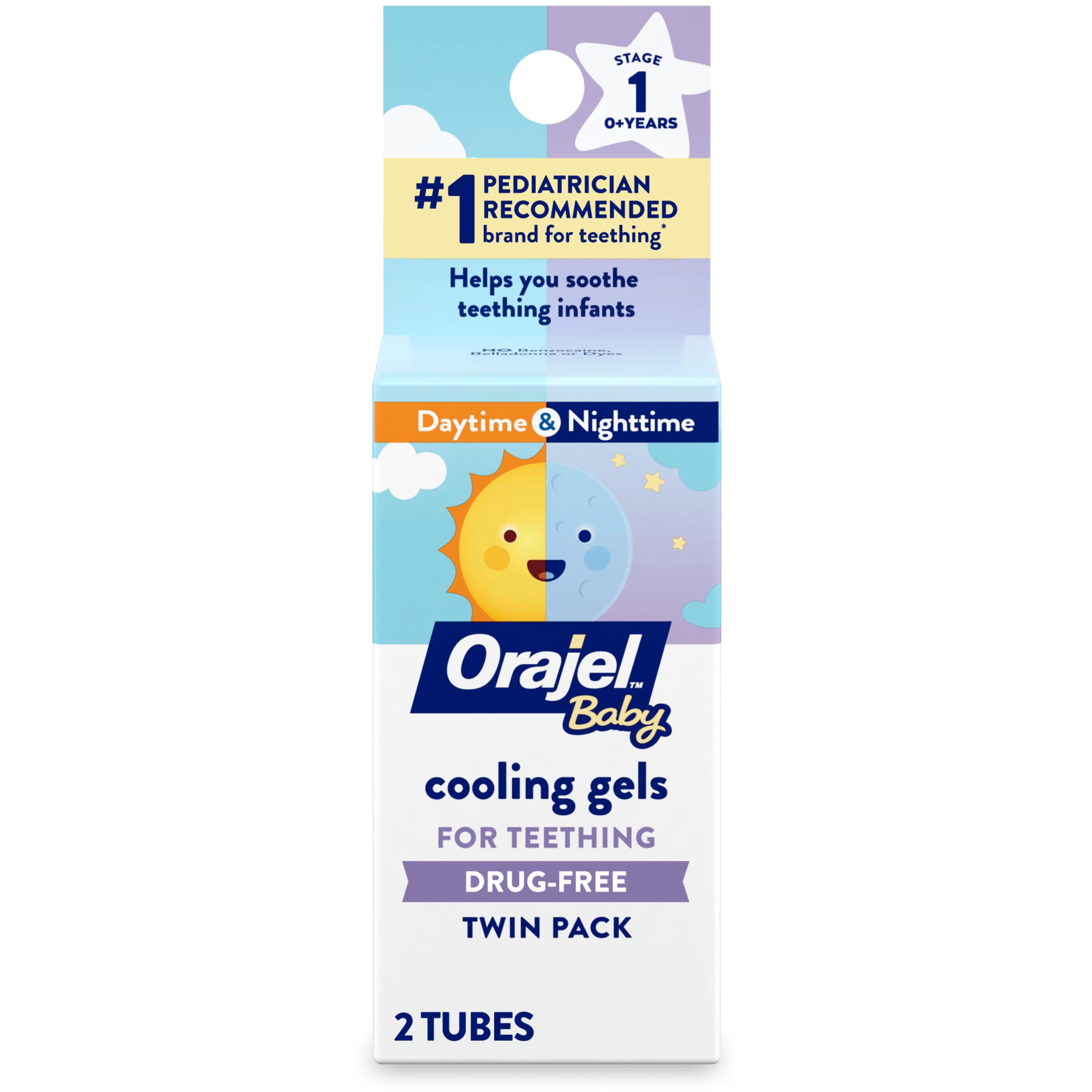 Orajel Baby Daytime &amp; Nighttime Cooling Gels for Teething, 0.18 Oz, 2-Pack |