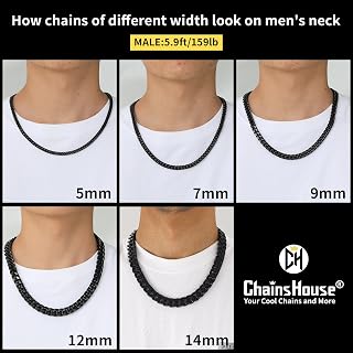 ChainsHouse Cuban Link Chain for Men, Stainless Steel Waterproof Necklace