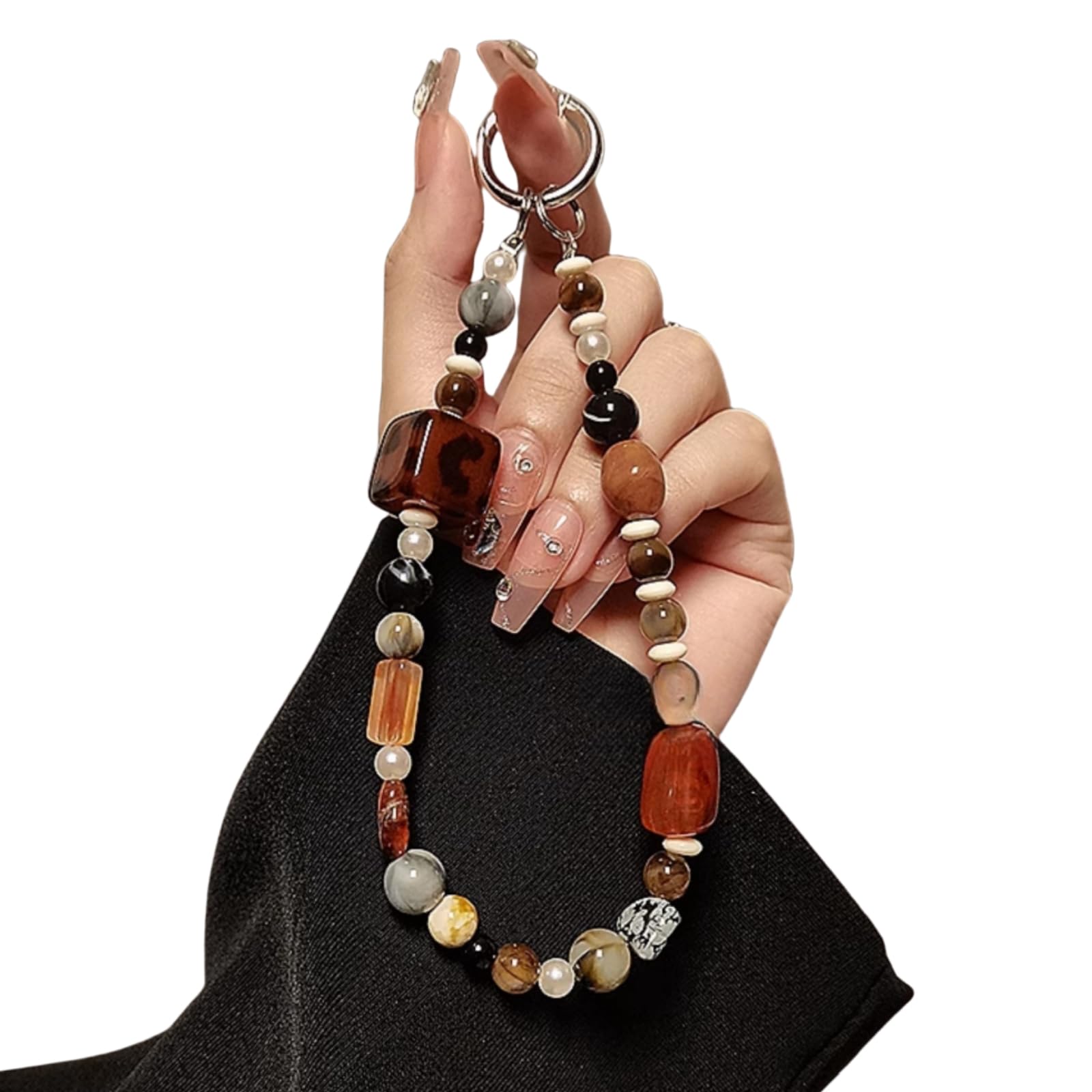LIFCIUSO Leopard Print Phone Charm Amber Phone Wrist Strap for Women | Vintage S