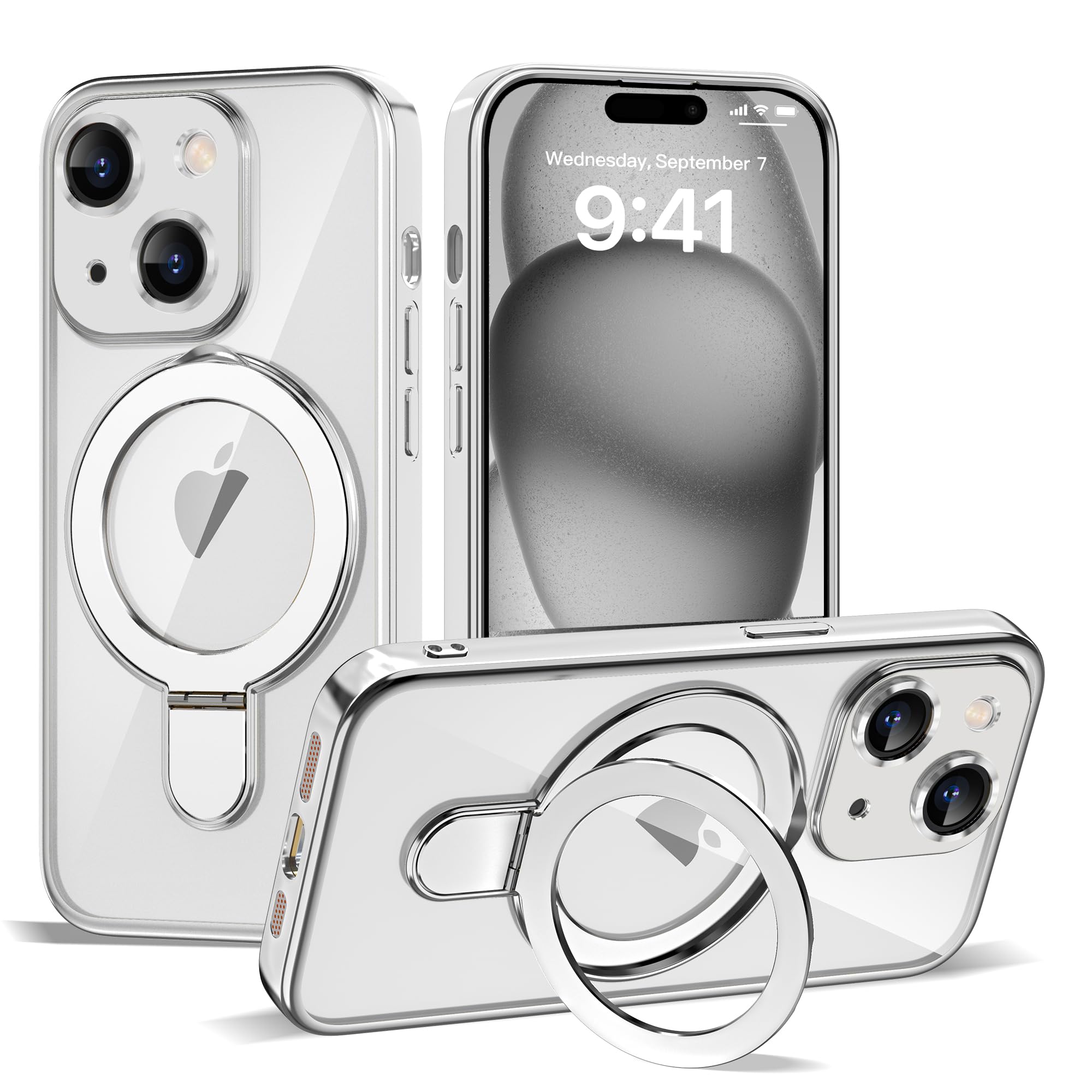 Compatible with iPhone 15 Case with Invisible Magnetic Ring Stand [Compatible wi