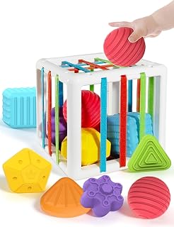 BLCXTOYZ Montessori Toys for 1 Year Old - 6 Pc Shape Sorter Activity Cube | Toddler Learning Toy, Developmental Skills, 12 Months & Up, 1st Birthday Gift for Toddlers 1-3