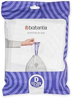Brabantia PerfectFit Bin Liners, Tear-Resistant, Size D/15-20L (40 Bags)